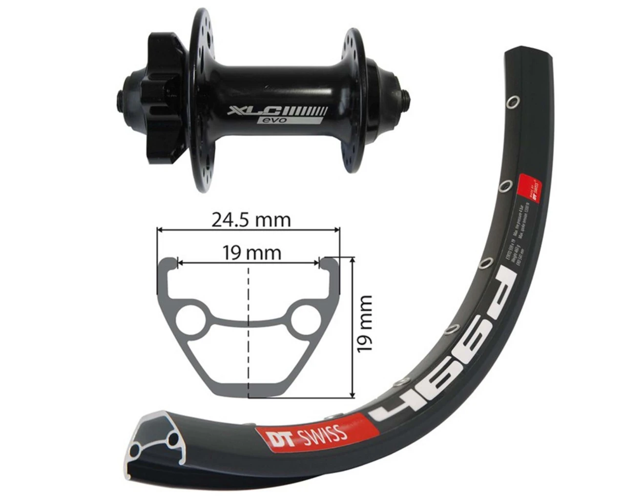 Dt-swiss DT Swiss Vorderrad 27.5 Zoll MTB/Trekking 6-Loch 100mm XLC D466 Disc | Black 3 Dt-swiss DT Swiss Vorderrad 27.5 Zoll MTB/Trekking 6-Loch 100mm XLC D466 Disc | Black