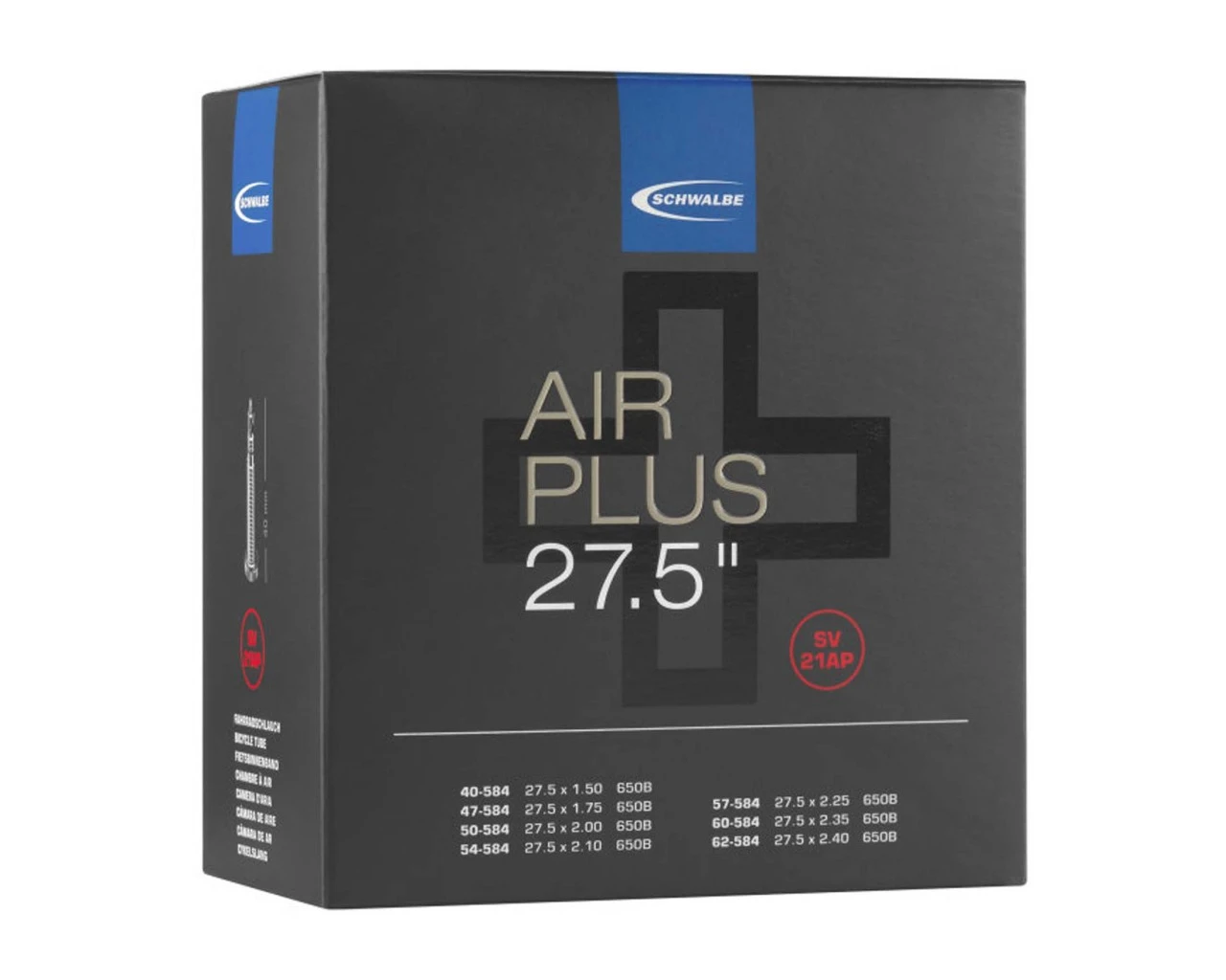 Schwalbe Schlauch 27.5 Zoll Air Plus SV 21+AP - 40 Mm Sclaverandventil 3 Schwalbe Schlauch 27.5 Zoll Air Plus SV 21+AP - 40 Mm Sclaverandventil