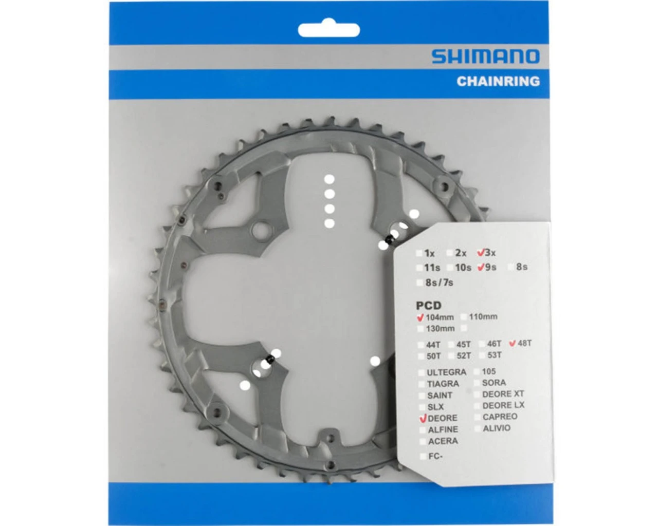 Shimano Kettenblatt DEORE FC-M590 104 Mm Lochkreis 48 Zähne Für KSR | Grau 3 Shimano Kettenblatt DEORE FC-M590 104 Mm Lochkreis 48 Zähne Für KSR | Grau