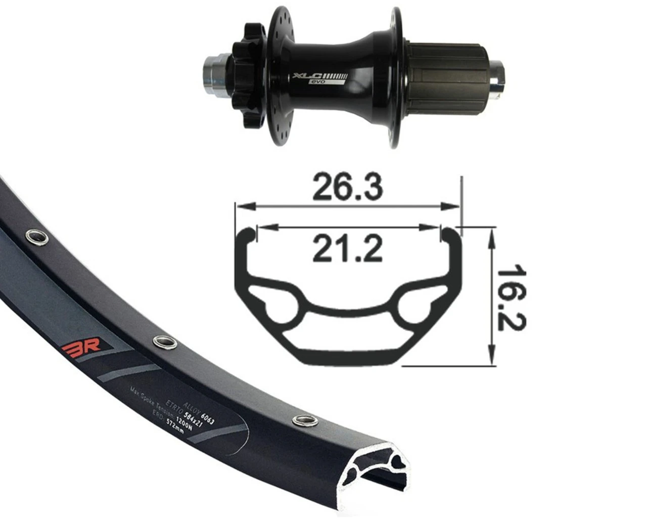 XLC Hinterrad 26" Rodi Black Rock Disc 32-Loch | Black